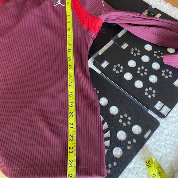 Jordan Women’s Long Sleeve Tight Fit Ribbed Mock Neck Top Pink Red Size S - Picture 7 of 8
